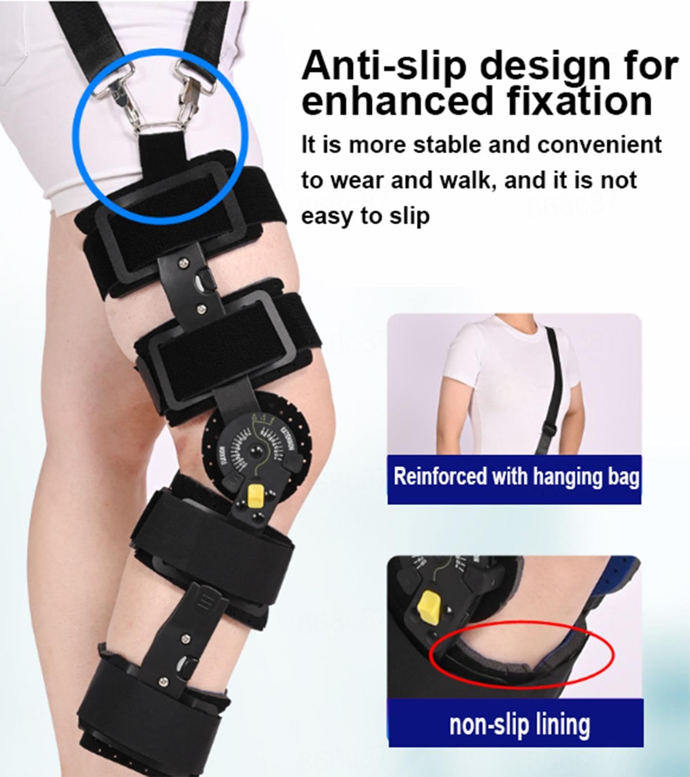 Rodillera Postoperatoria con Bisagras Ajustables, Lesiones Menisco, Lesiones Ligamentos, Rodillera Soporte Dolor Artritis, Ajuste Ángulo Tamaño Rodillera, Promueve Recuperación Pierna