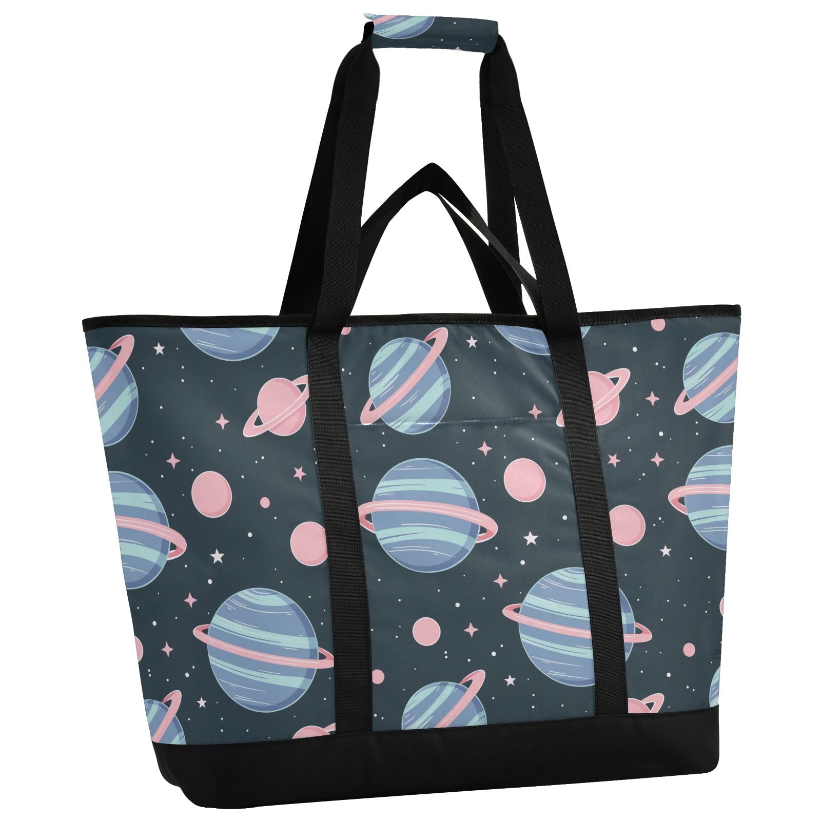 Cartoon Charming Planet - Bolsa térmica térmica reutilizable con cremallera, bolsa térmica grande portátil para viajes o camping