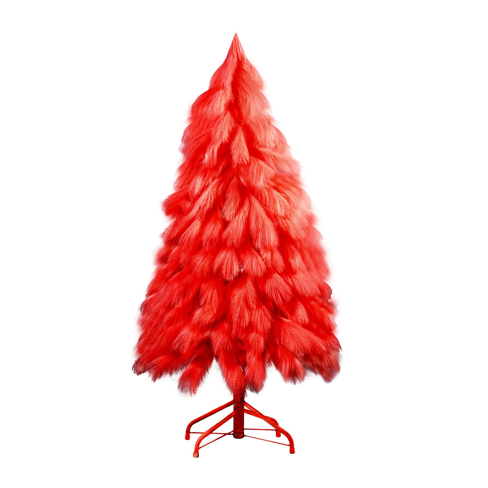 Romantic season Handcrafted 4FT Red Christmas Tree, Premium Fiber Holiday Xmas Tree Branch Tips & Metal Foldable Stand for Home, Office, Party Decoration