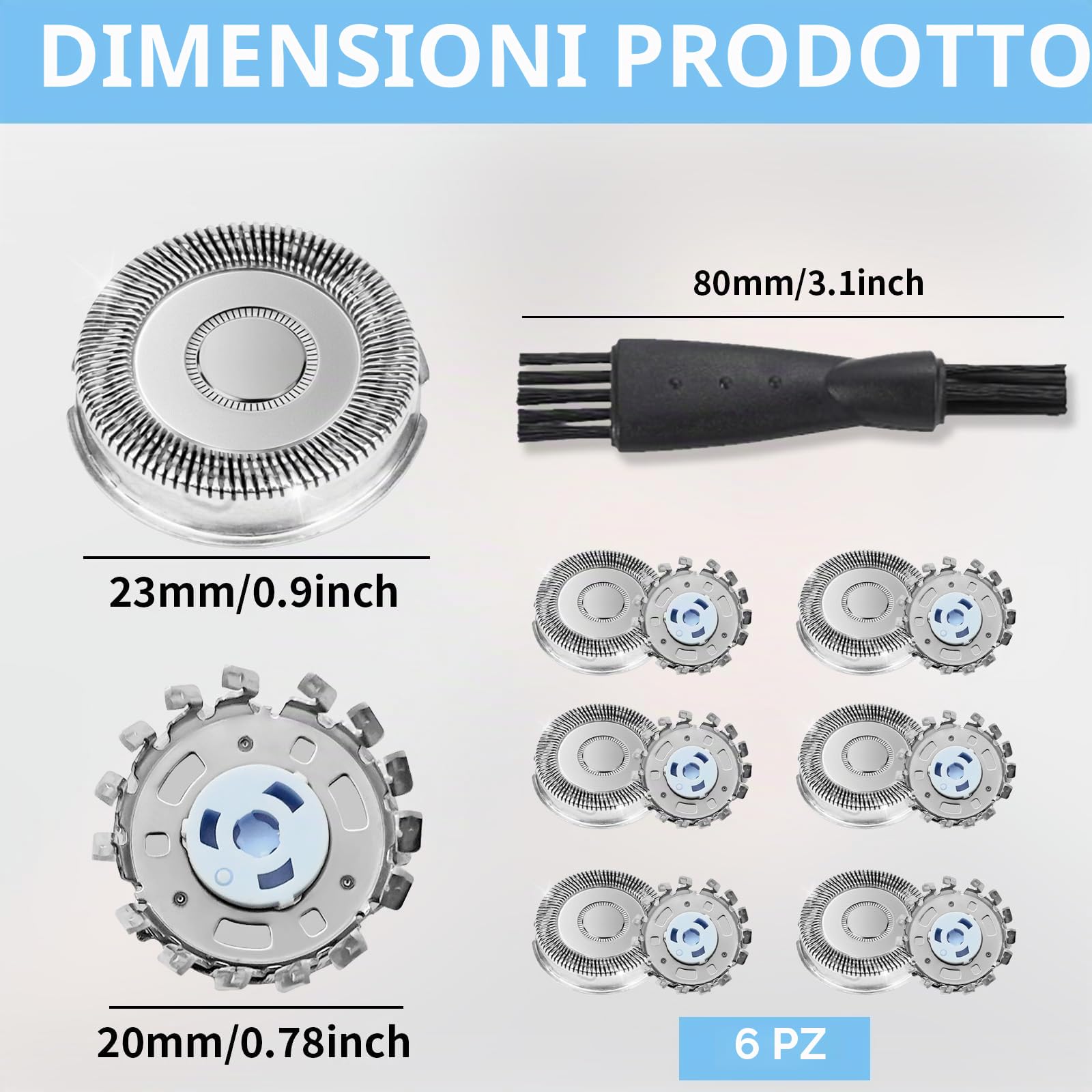Set di 6 testine di ricambio per rasoio SH71, per Rasoi Serie 7000 (S7XXX) e Serie Angolare 5000 (S55XX) S5531/S5532/S5533/S5536/S5830/S6600 e S6800