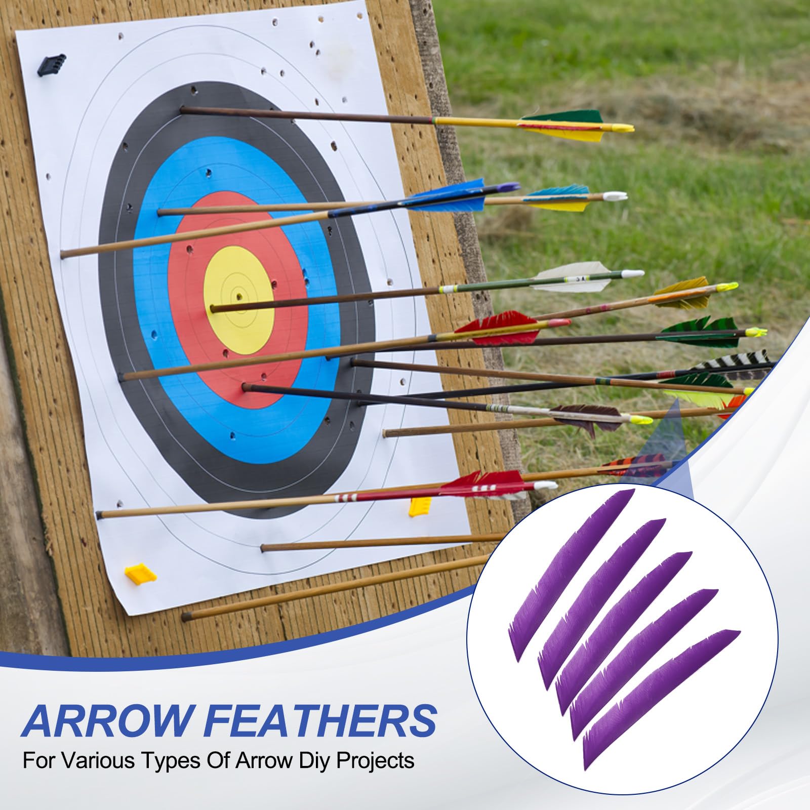 PATIKIL Plumes de flèche, Lot de 50 Plumes de Dinde de 11 Pouces pour Flèches d'Archery à Ailettes de Flèche Droite en Forme de Bouclier pour Le Tir sur Cible DIY, Violet