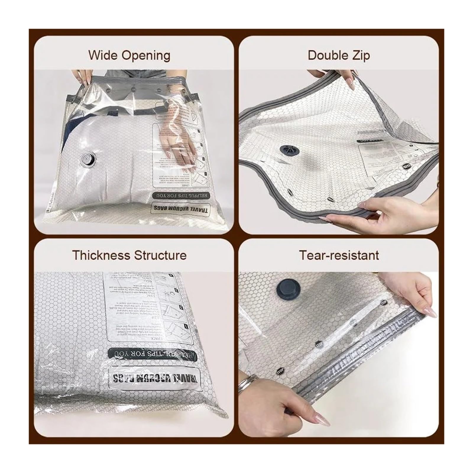 Vacuum Bags for Travel with Rechargeable air Pump, Carry-on Size Compression Packing for Luggage and Suitcase, Space Saver Für Reise