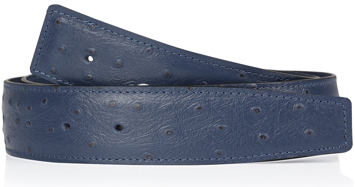 Straussenleder Optikin in Dunkelblau Navy echt Leder Wendegürtel für Herren & Damen 40mm Breit