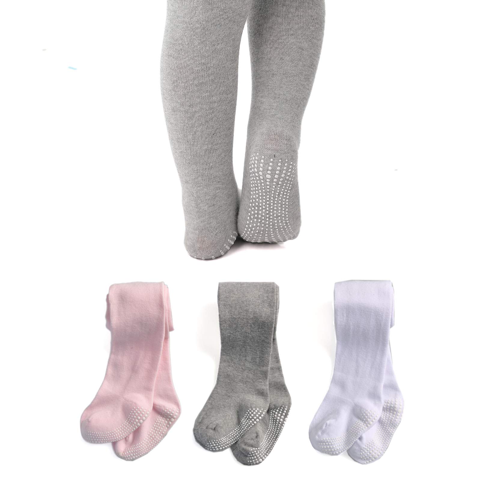 EPEIUS Baby Tights Baby Girls Non-Slip Plain/Ribbed Leggings Seamless Cotton Stockings Pantyhose Newborn Infant Toddler