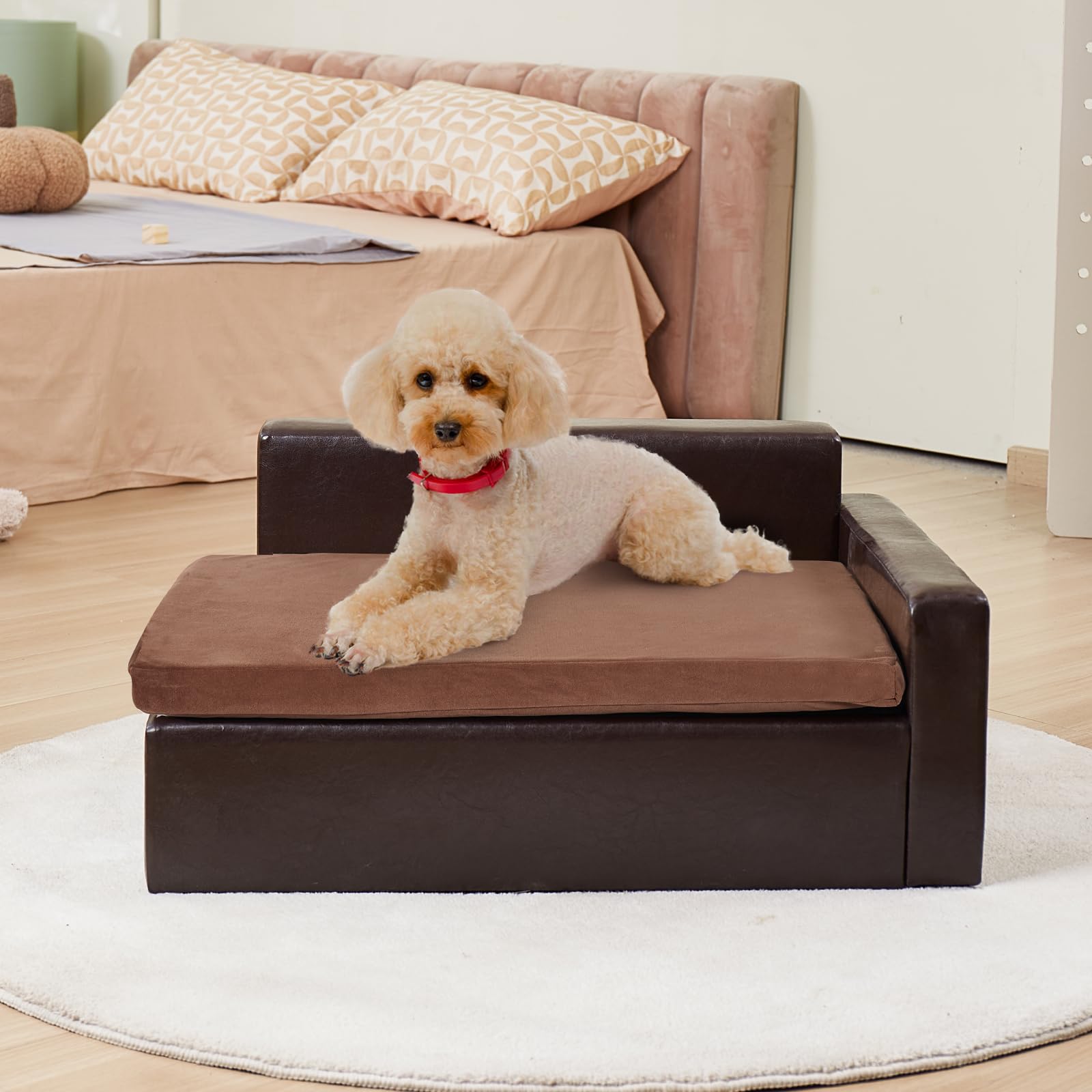 VEVOR Canapé pour animaux de compagnie, canapé-lit pour chiens et chats, cuir souple, capacité 50 kg