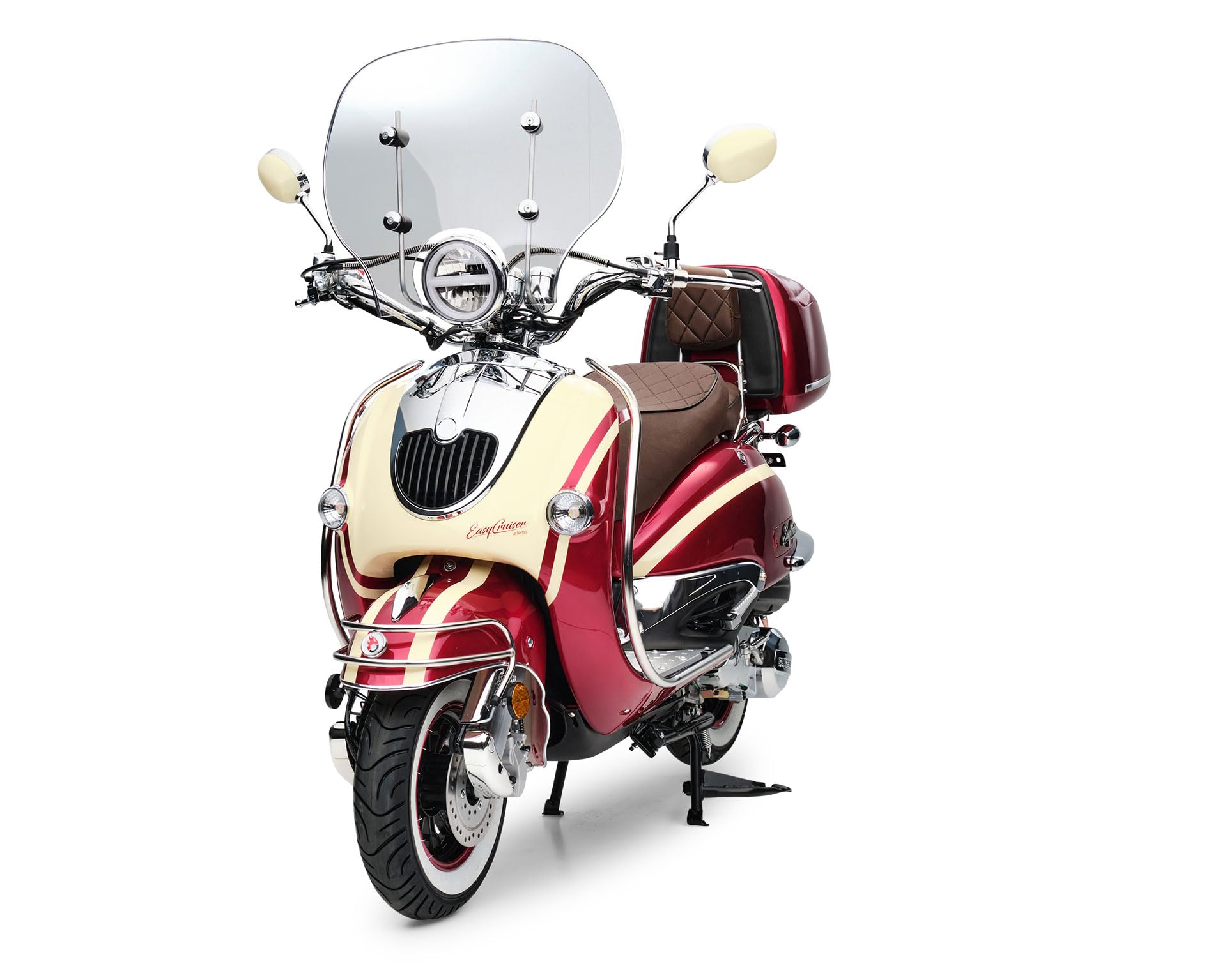 Burnout EasyCruiser Artemis Motorroller 125 ccm, 85 km/h, Rot Beige Metallic, Euro 5, 9 PS (6,3 kW), Einspritzsystem, Windschild, Topcase, Voll-LED, USB, digitales Tacho