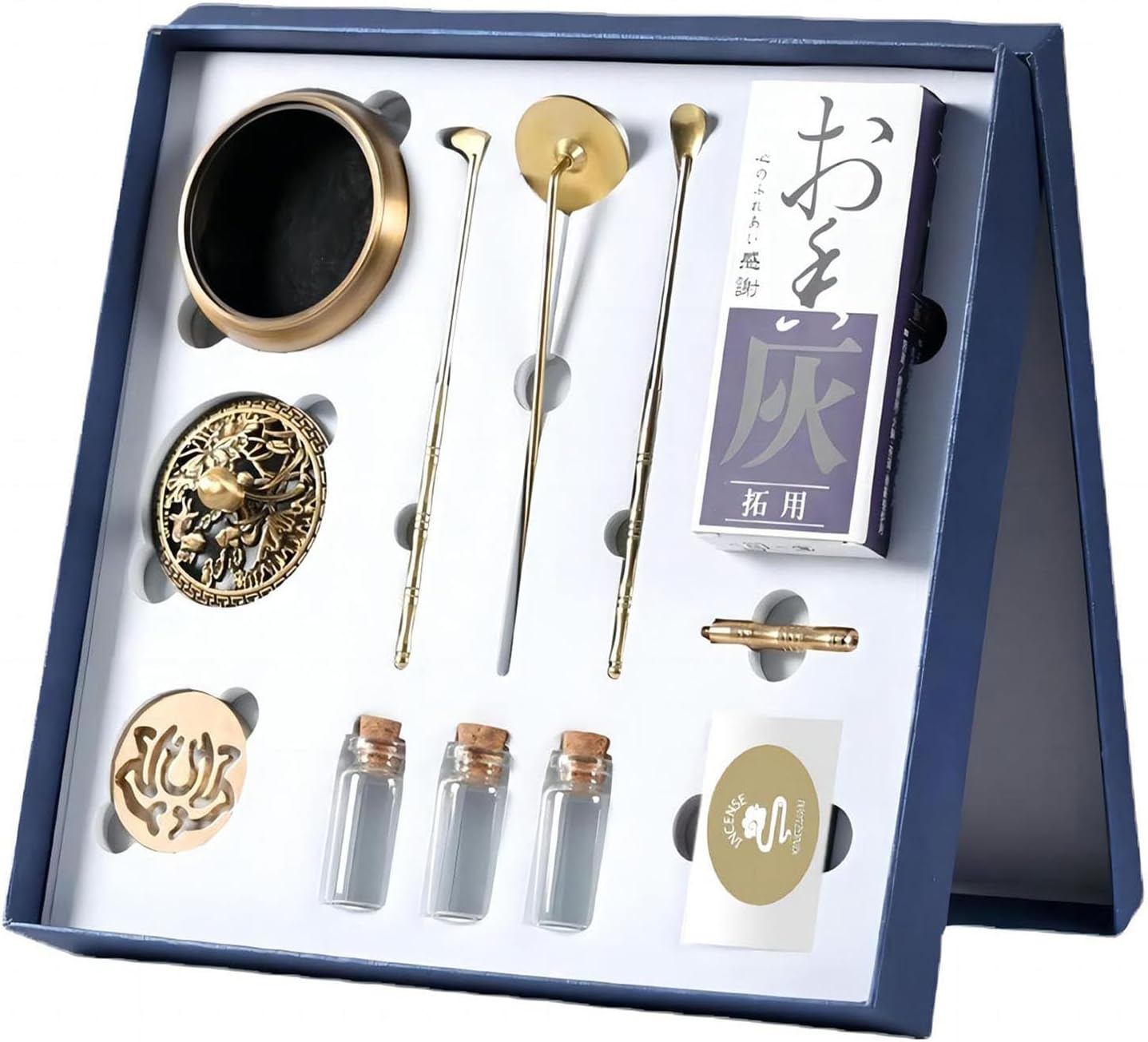 XINGZUAN Chinese Brass Incense Burner Set,Agarwood Incense Burner Kit