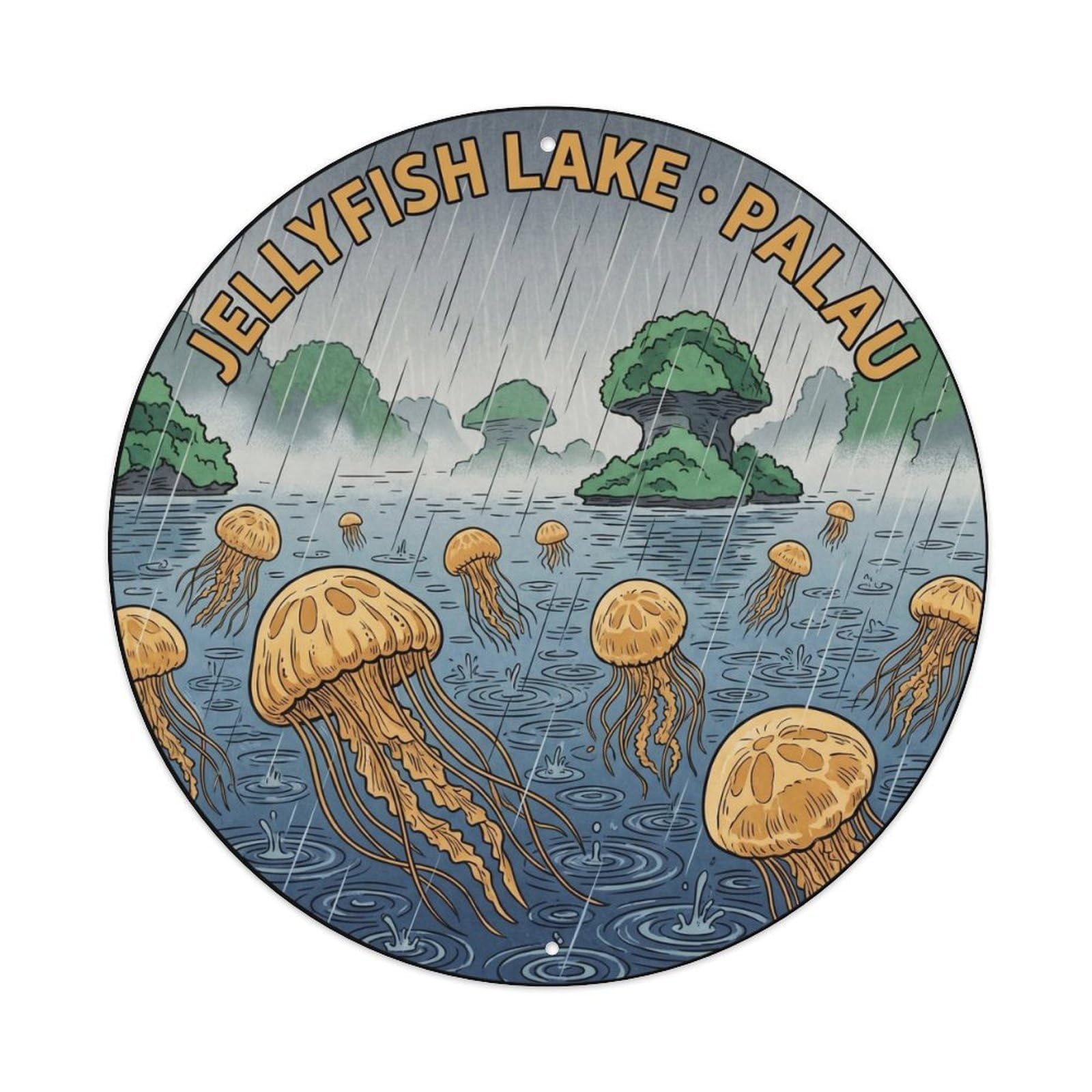 Olhnbad Style Palau Jellyfish Lake Marine Travel Rain Wildlife Metal Tin Sign