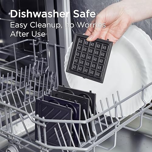 Miniatura 3 de LIVEN - Mini waflera con platos extraíbles de 3 formas (eléctrica, antiadherente), plancha pequeña de chaffles, máquina de desayuno para belga, dona