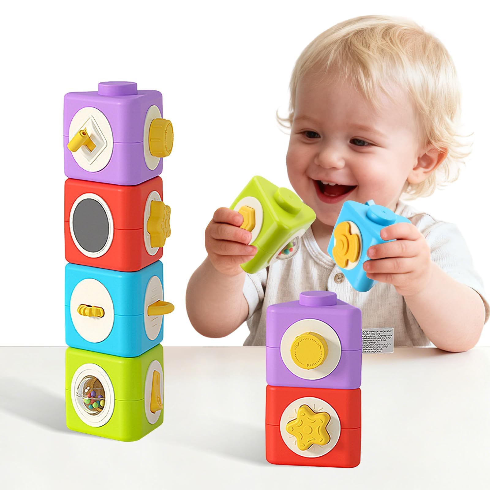 Felly Juguetes Cubo de Actividades para Bebes 6-12 Meses, Juguete Sensorial Montessori, Juguetes de Viaje Interactivo, Juego Educativo Motricidad Fina, Regalo Navidad para Niños y Niñas 1 2 3 Años