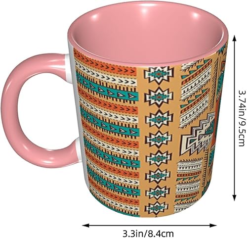 Miniatura 3 de Taza de té grande, taza única tribal, patrón de tribu secreta azteca india, bohemio, 11 onzas, regalos personalizados, naranja y verde azulado