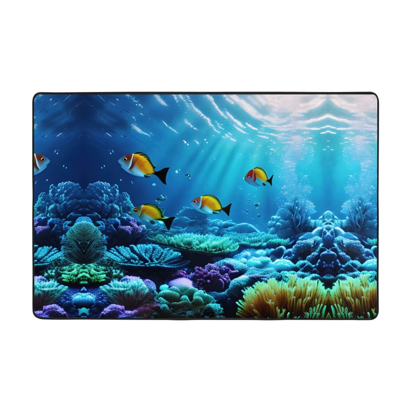 Tapis paysage sous-marin calme résolvant le froid du sol avec sa texture super douce