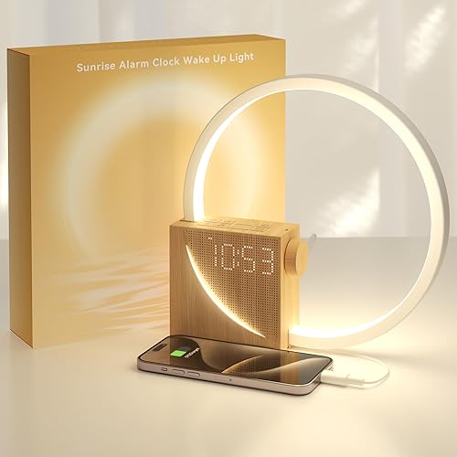 Vivilumens Sunrise Alarm Clock Sound Machine Nightlight, Gradual Wake Up Light, Digital Dimmable Clock, 10 White Noise Sleep Sounds, Snooze, Dual Clocks for Heavy Sleeper Adult, Decor Gifts for Women