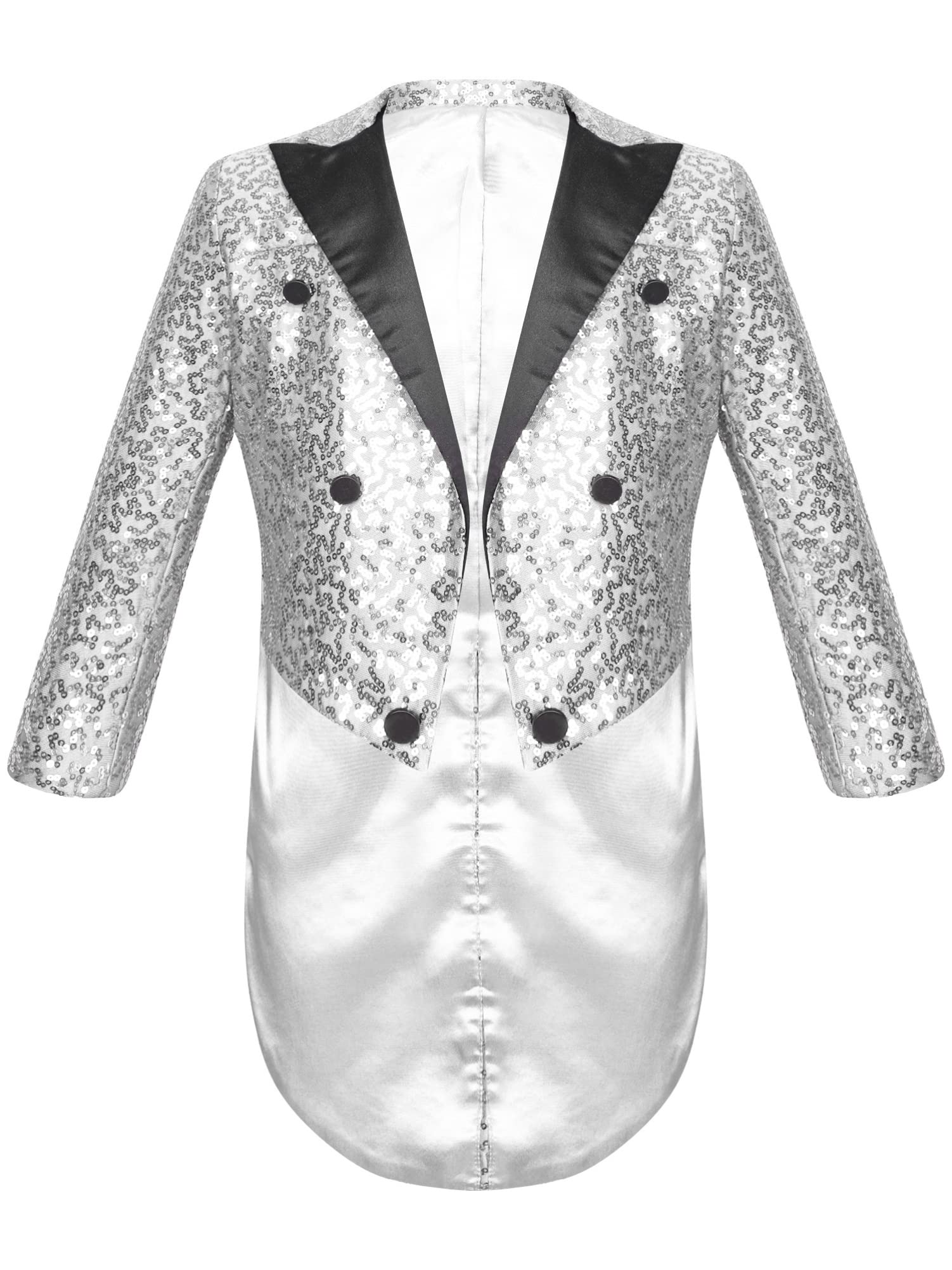 CHICTRY Veste Queue-de-Pie Enfant Garçon Blazer Paillette Brillante Costume Smoking de Mariage Cocktail Soirée Manteau Jacket Tailcoat 5-14 Ans