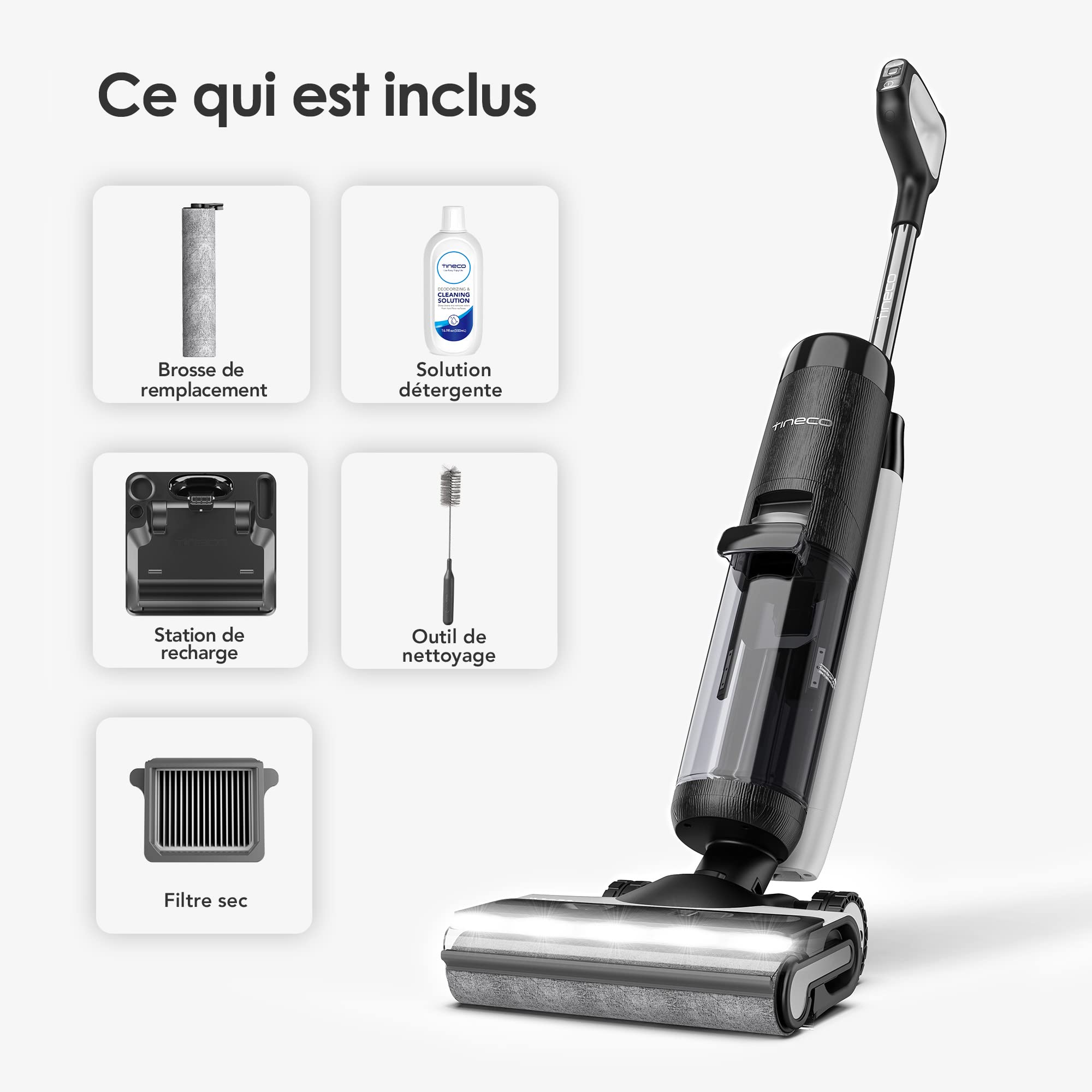 Tineco Floor One S7 Pro Nettoyeur Sec/Humide Intelligent sans Fil Aspirateur Balai sans Fil sans Sac Puissant avec l'Ecran LED Auto Nettoyage