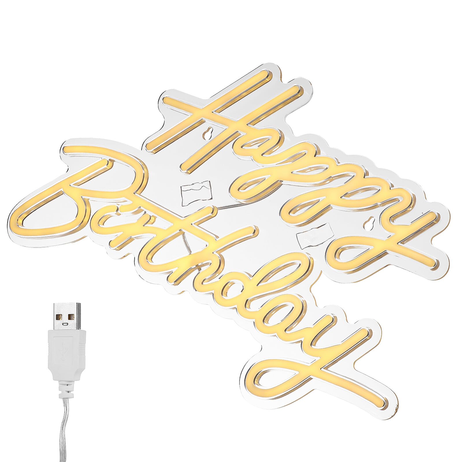 Letrero de Neón de Feliz Cumpleaños Usb, 1 Pieza, Luz Cálida