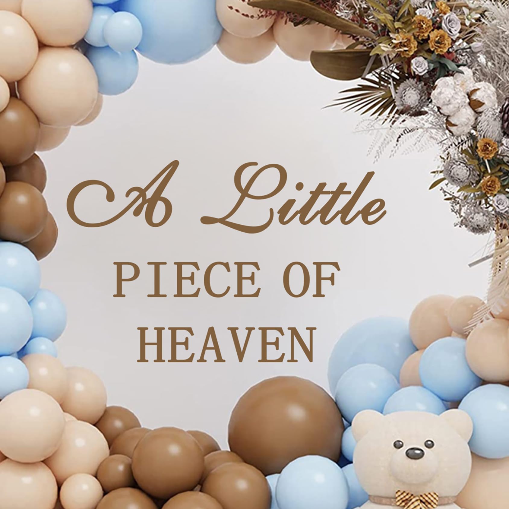 A Little Piece of Heaven Decal，Heaven Theme Birthday Wall Stickers, Baby Shower Decal for Balloon Arch Sign,Gender Reveal Stickers, Party Decor