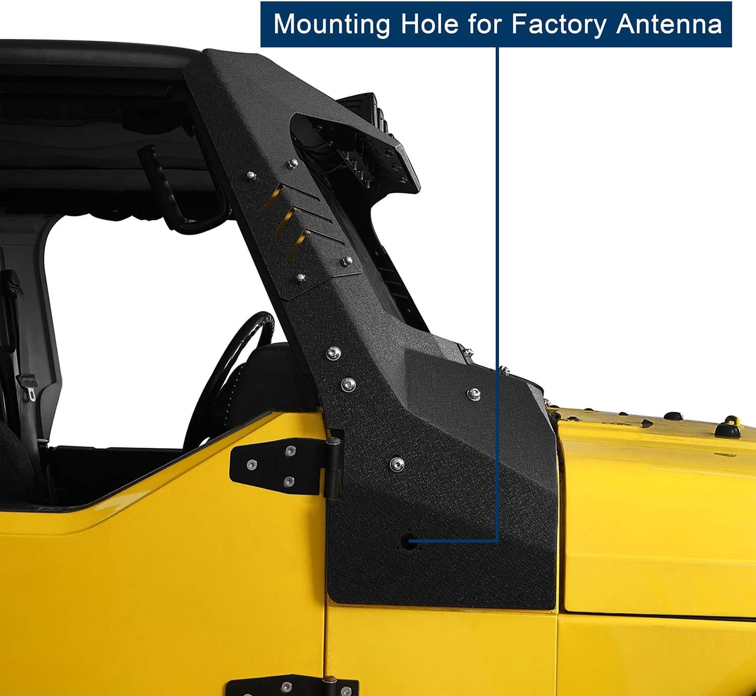 Hooke Road Wrangler TJ Windshield Frame Cover Roof Sun Visor Cowl Body Armor w/4x LED Lights Compatible with Jeep Wrangler TJ 1997-2006