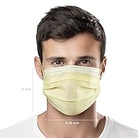 Vista 8 de CSD Colo - 30 máscaras faciales desechables amarillas, 3 capas para adultos con cinta elástica para las orejas, clip para puente nasal, máscara