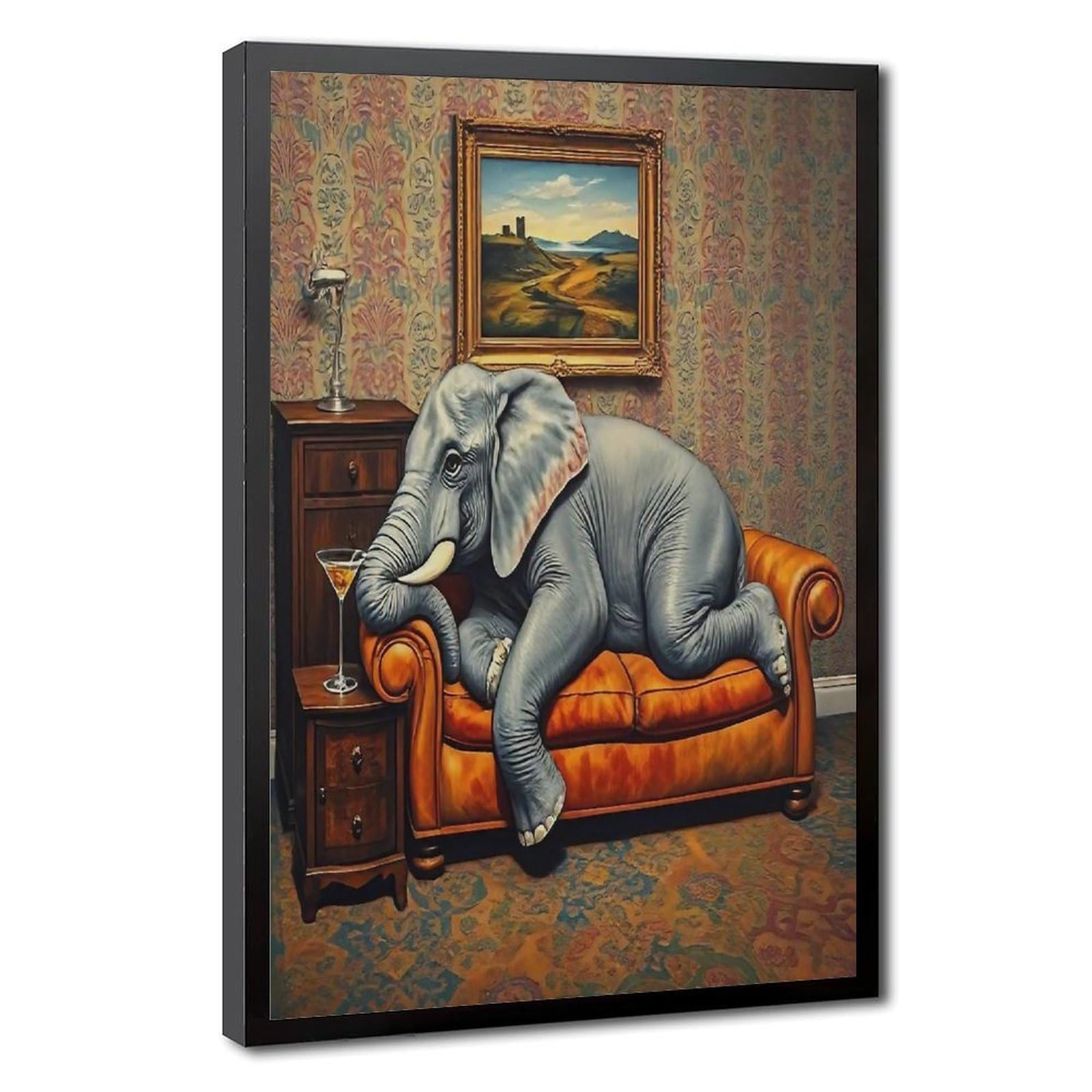 Bareronor Elephant Poster Canvas Poster Bedroom Decor Landscape Office Room Decor Gift 24" L X 36" W