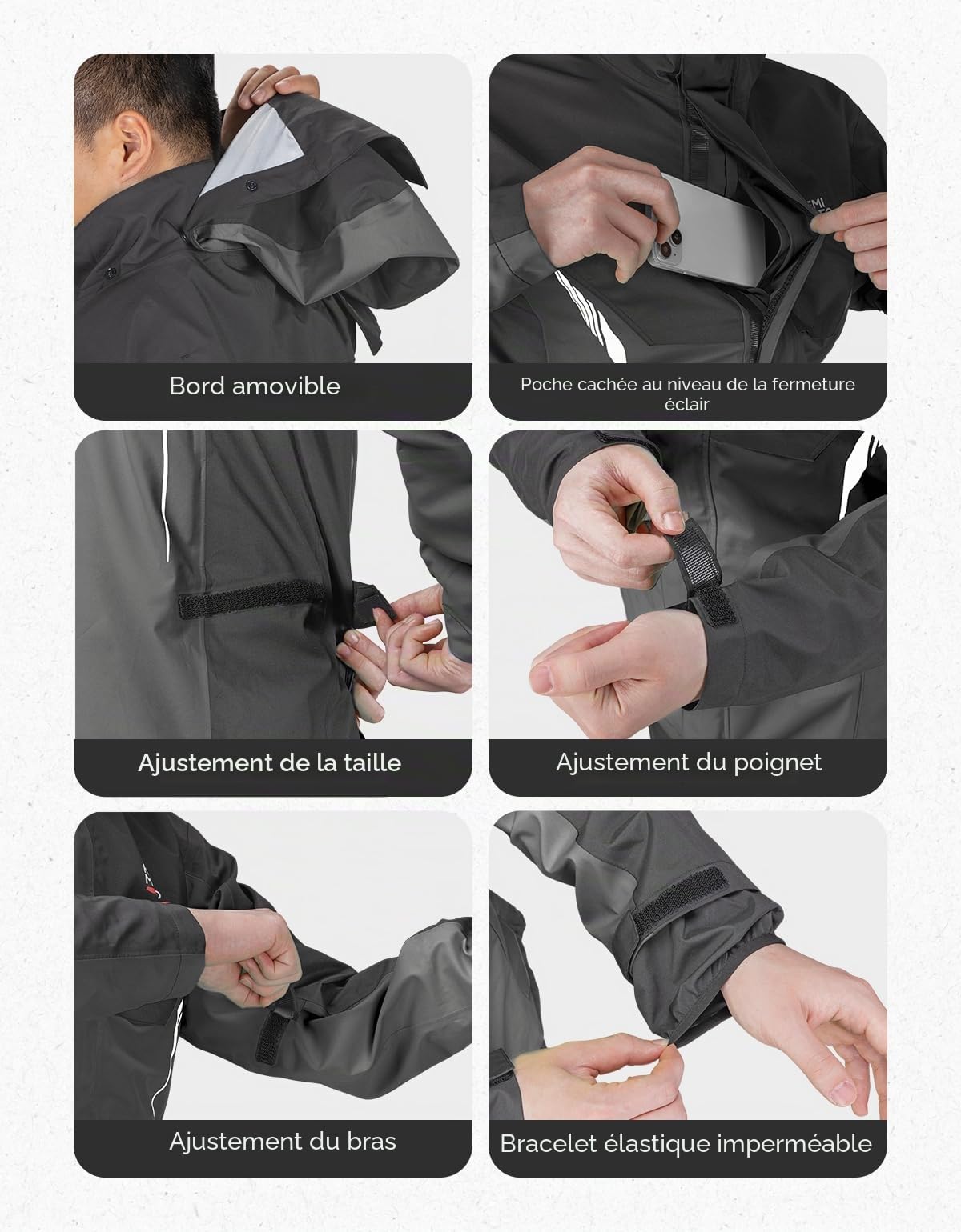 KEMIMOTO Combinaison de Pluie Moto Homme, 20000mm Imperméable Combinaison de Moto et Réfléchissante, Pantalon de Pluie Extérieur Blouson Léger pour Moto, Scooter, Touring