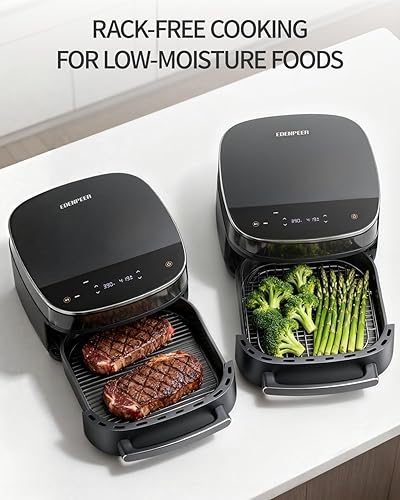 Miniatura 4 de 6 QT Large Air Fryer, Fits a 12" Pizza, Dual Heating Technology,11-IN-1, 450F Air Fryer with Window and Light, Smart Digital Wide Fryer with Basket,