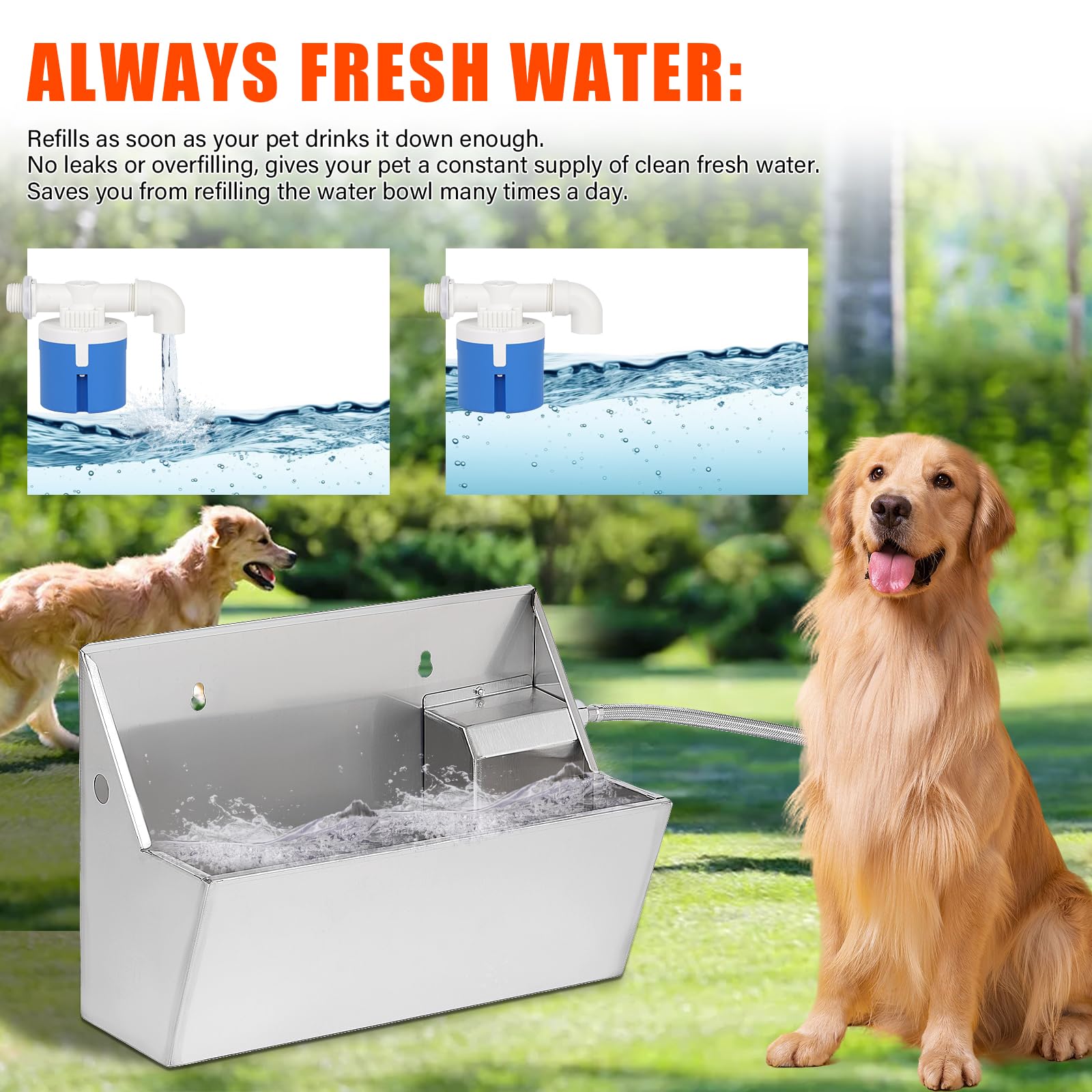 Distributore Automatico Di Acqua 8L 304 Acciaio Inox Ciotola Per Cani Esterno
