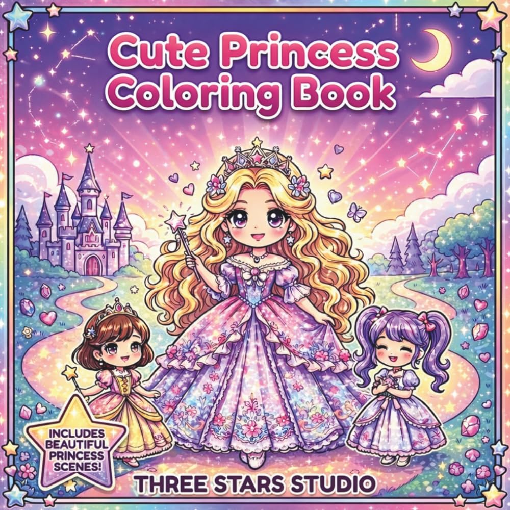 Cute Princess Coloring Book for Kids: Fun, Easy and Magical Princess Pages for Kids Ages 4–8 | Relaxing and Creative Activity Book