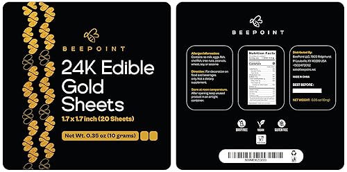 Vista 37 de BeePoint Copos de lámina de oro comestible de 24 quilates, 400 mg de copos de oro a granel para decoración de pasteles, hornear y cocinar