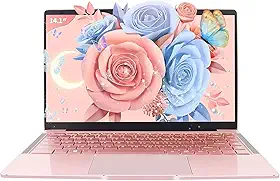 Laptop em ouro rosa de 14 polegadas, processador quad-core J4105, tela FHD IPS, 6 GB de RAM 512 GB SSD, PC Win 11 Pro, notebook ultraleve para viagens, aulas online, trabalho e estudo