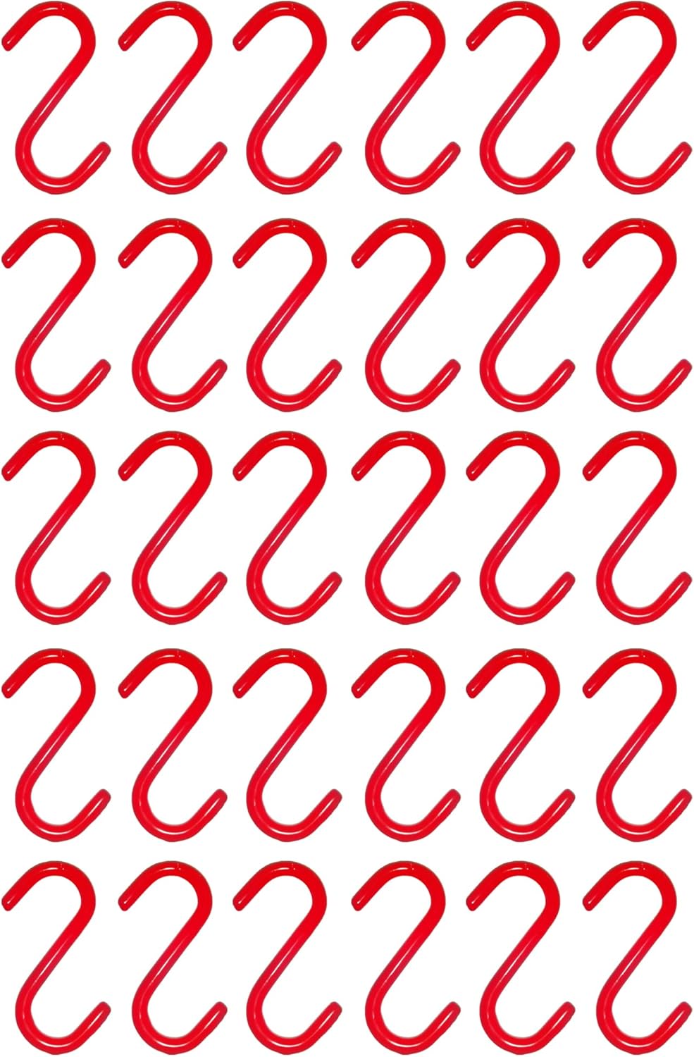 60 Pieces 3" inch Red Vinyl Coated S Shaped Hooks for Hanging Kitchen Rack