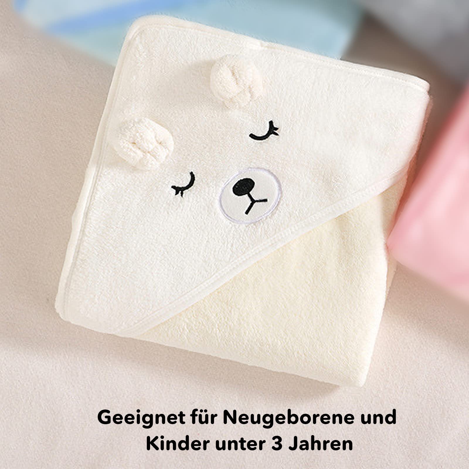 Baby Towel Hooded Organic Bamboo Bath Towel Hooded Baby Towel Large soft and super absorbent machine washable toddler bath towels with cute ears for baby bathing, 0-3 years