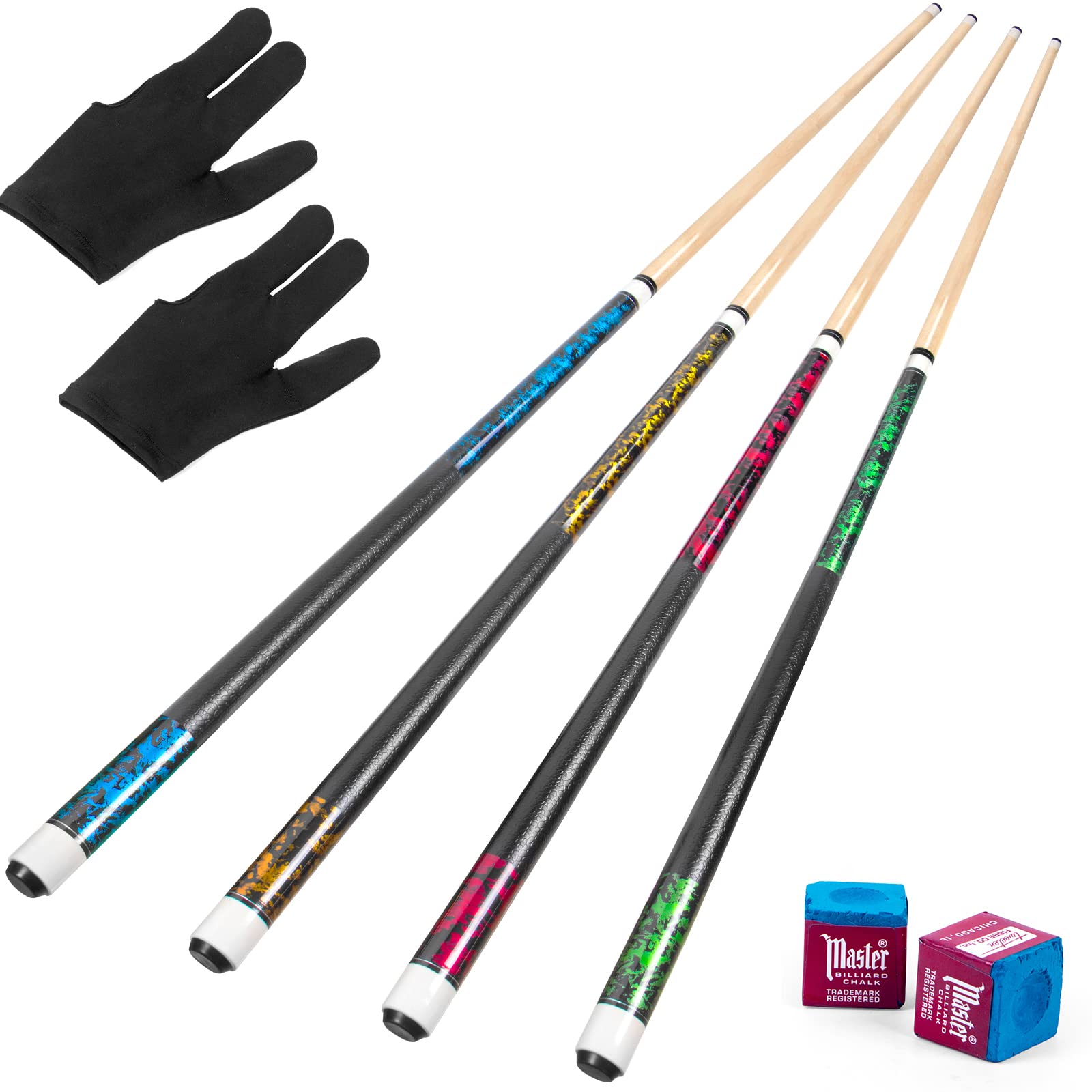 LOTKEY Pool Stick, Pool Cue 58'' 21 oz Cue Sticks with Extra 2 Pool