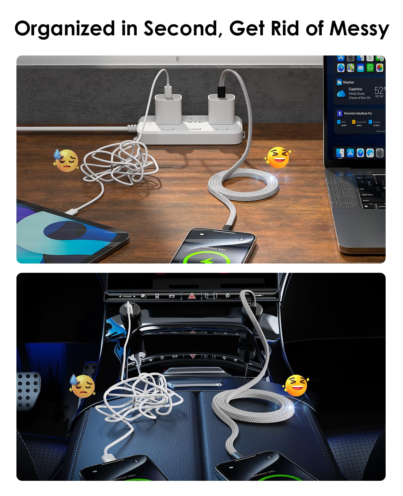 Magtame Cavo magnetico USB C piatto da USB C a USB C da 60 W (3 A), cavo di ricarica rapida retrattile da 1 m, cavo USB C flessibile, compatibile con Phone 15 Pro Max, Samsung, Pad, argento