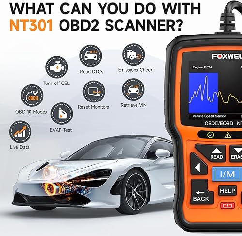 Miniatura 7 de FOXWELL NT301 Plus 2 IN1 OBD2 Probador de batería + lector de código NT301 herramienta de escaneo mecánico de datos en vivo OBDII herramienta de