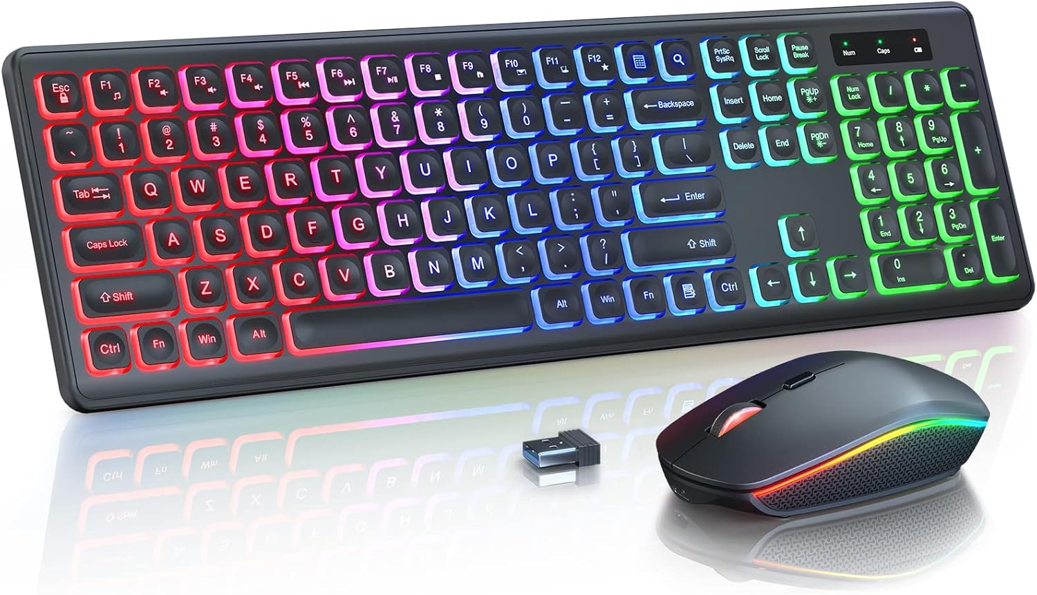 Wireless Keyboard and Mouse Combo Backlit, Rechargeable & RGB Light Up