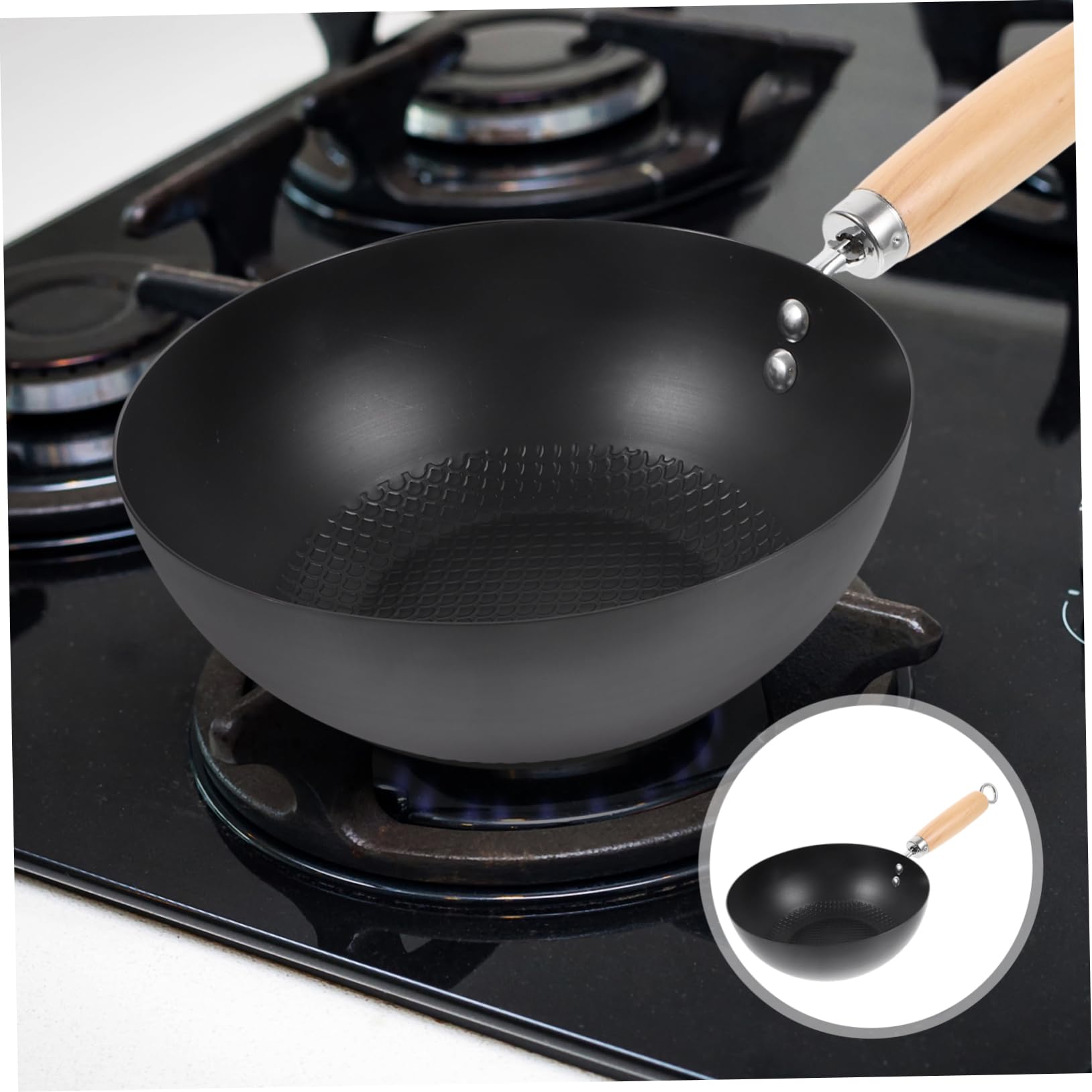 Japanischer Wok aus Schmiedeeisen Klein und Antihaftbeschichtet Wokpfanne mit Glatter Oberfläche Einfach zu Reinigen für Westliche Restaurants