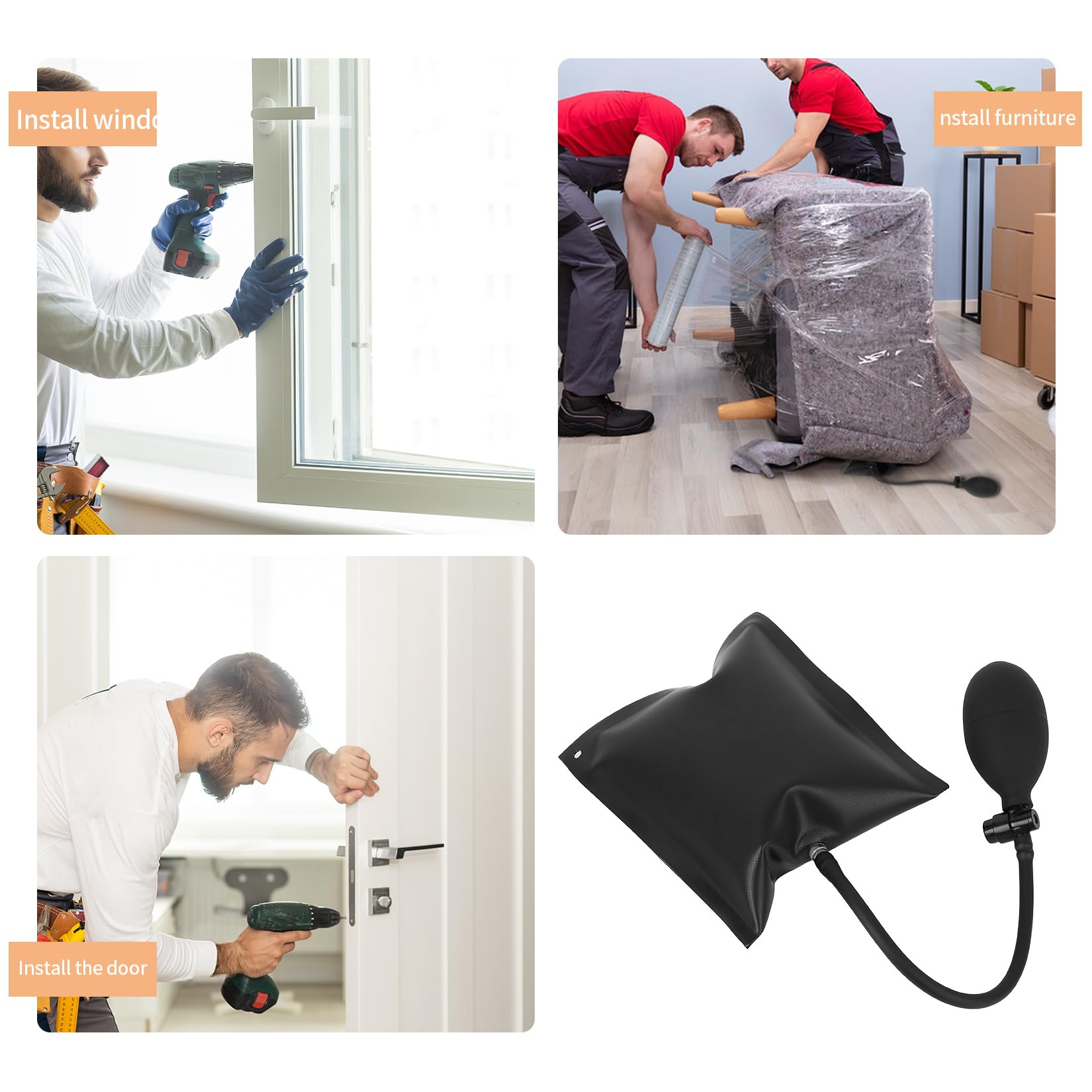 4 Pcs Bomba de Cuña de Aire, Bolsas de Aire inflables para Puertas, Bomba de Bolsa de Aires, Cojinete de Cuñas Inflables para Instalación de Puertas Ventanas Autos, Maxima 200 KGAutomóviles