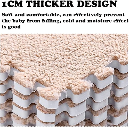 Miniatura 4 de 10 tapetes de espuma tipo rompecabezas de felpa de 24 x 24 x 1 pulgadas, suaves y esponjosos, cuadrados, entrelazados, para habitación de juegos,