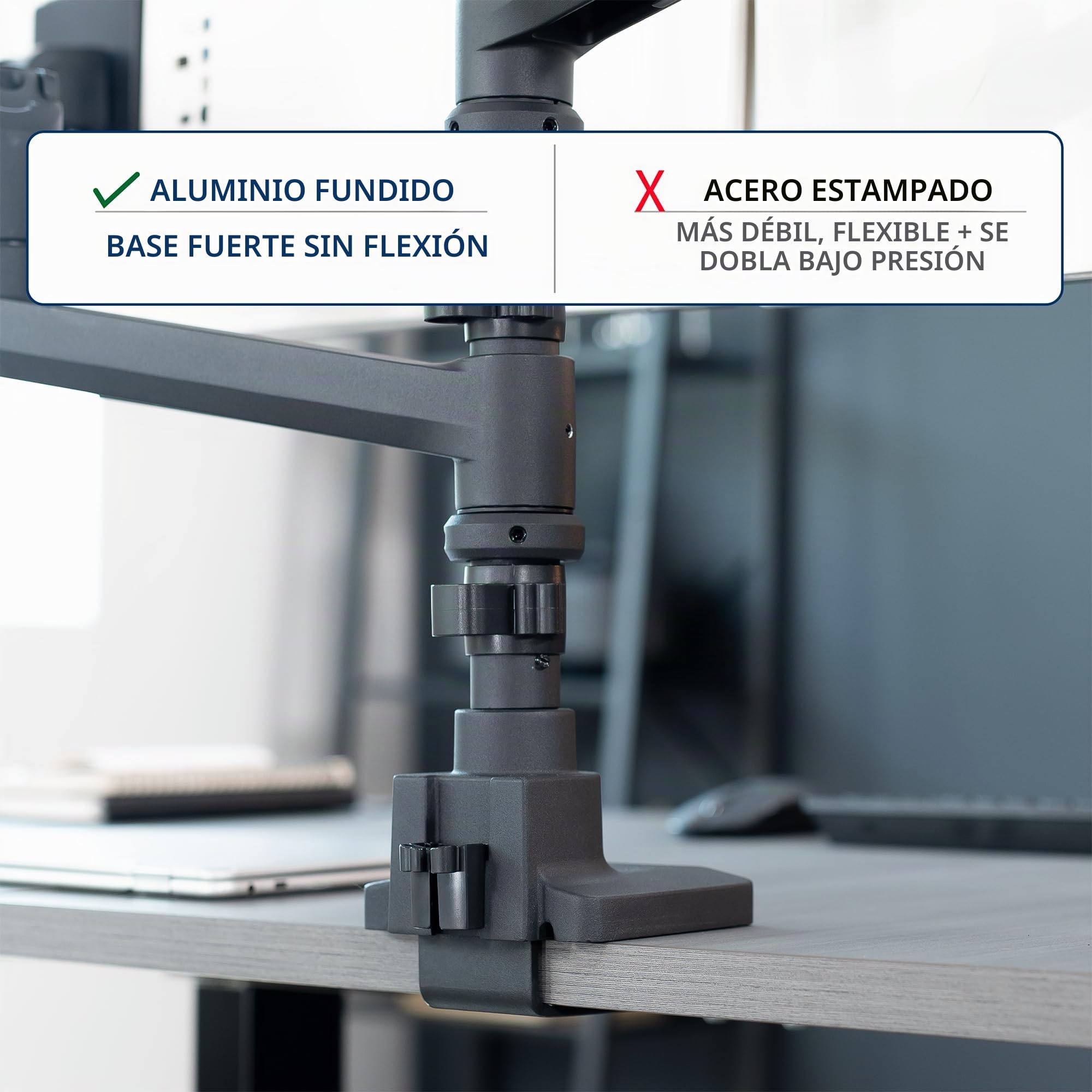 VIVO Soporte de escritorio extra alto con brazo neumático para triple monitor ultraancho para pantallas de hasta 124 cm, abrazadera resistente, soporta 3 monitores ultraanchos de hasta 20 kg, negro