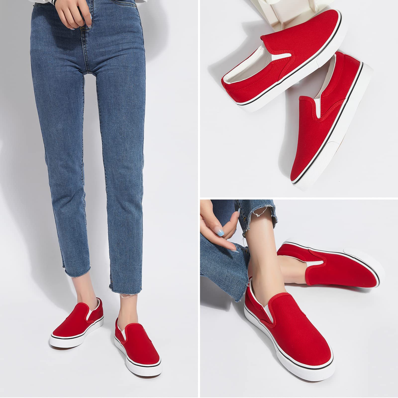 Women's Canvas Slip-On Sneakers with Non-Slip Rubber Soles
