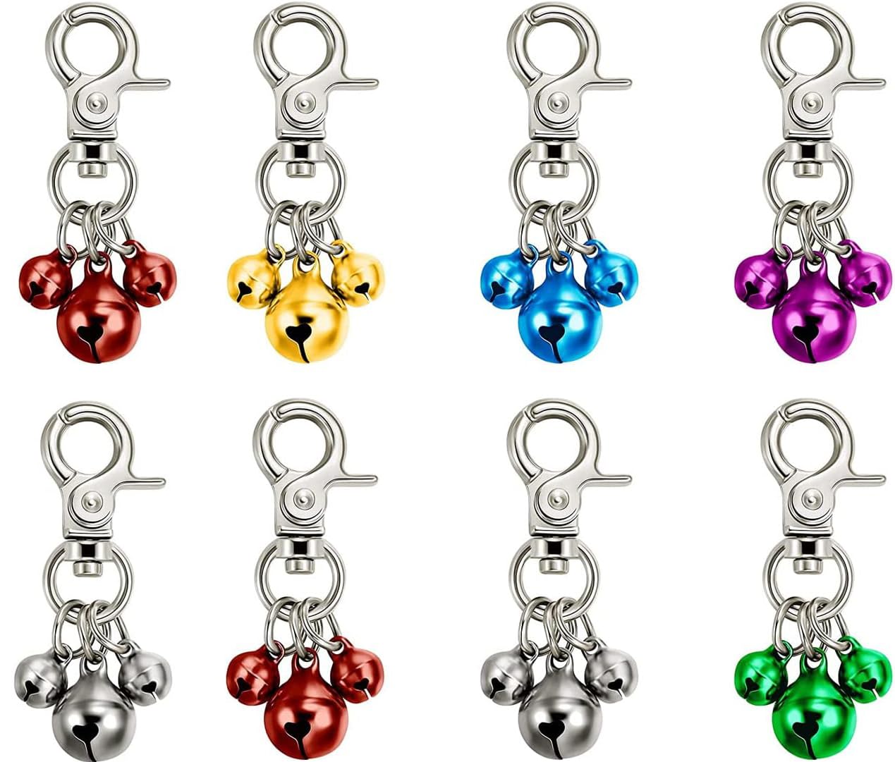 CHUANGOU 8 Piezas Campanas para Collar de Perro y Gato，Collar de Campana de Perro，para collar de perro, gato, decoración y entrenamiento.