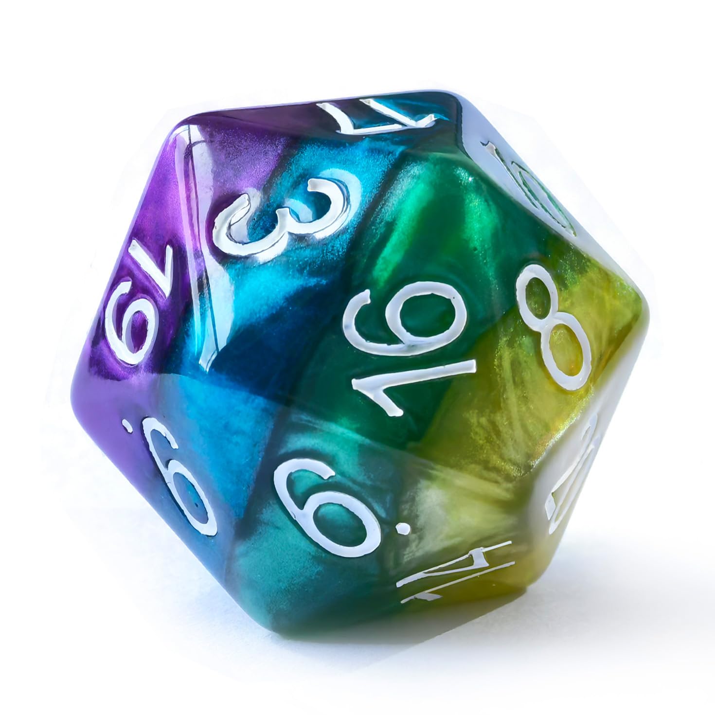 Bescon Jumbo 20 Sides Dice 1.5 inch in Colorful Multi-Layer Design, 38MM Over-Sized D20 Dice Big Size Multi Layered Rich Colors