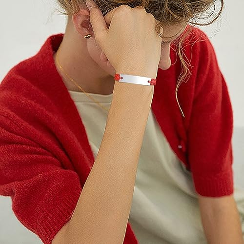 Miniatura 5 de XUANPAI Pulsera de alerta médica para mujeres, pulsera de cuerda trenzada ajustable hecha a mano para hombrespulsera de identificación médica para