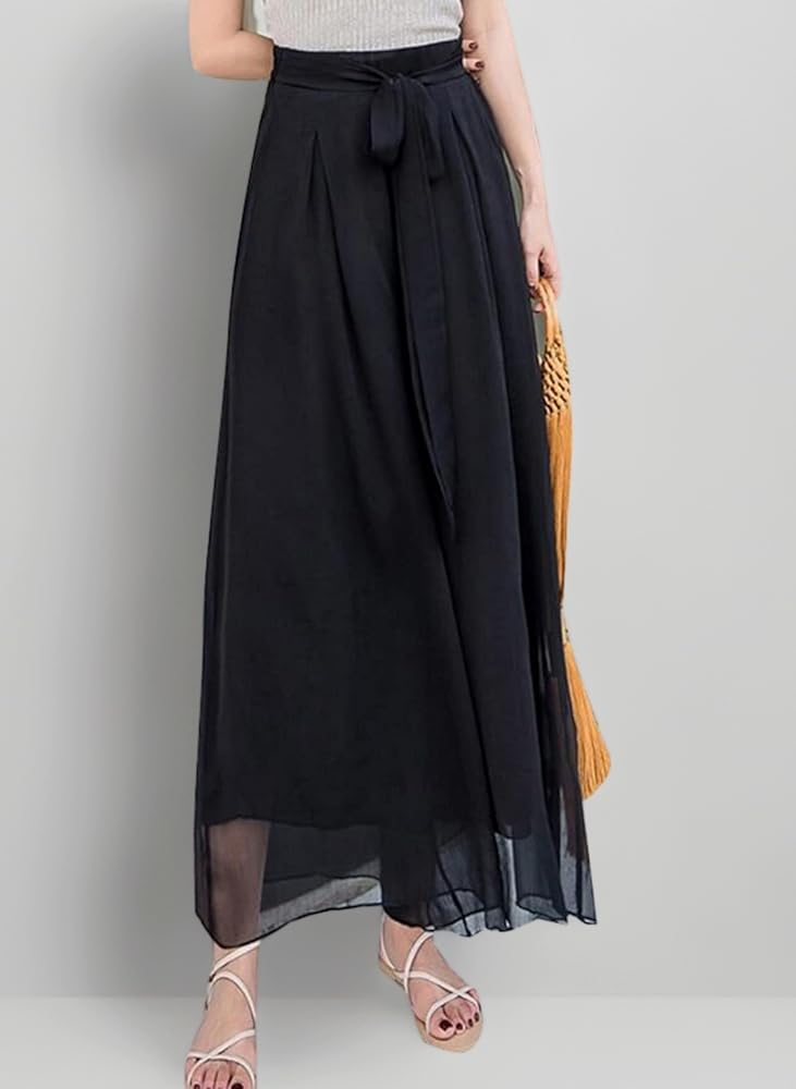 Amazon | [Ksila] ガウチョパンツ ワイドパンツ レース シフォン