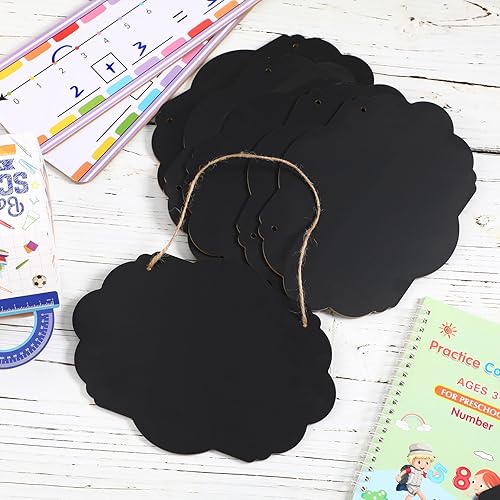 Miniatura 5 de 12 letreros colgantes de pizarra de doble cara a granel, pizarras pequeñas borrables con cuerda para colgar para bodas, fiestas de cumpleaños,
