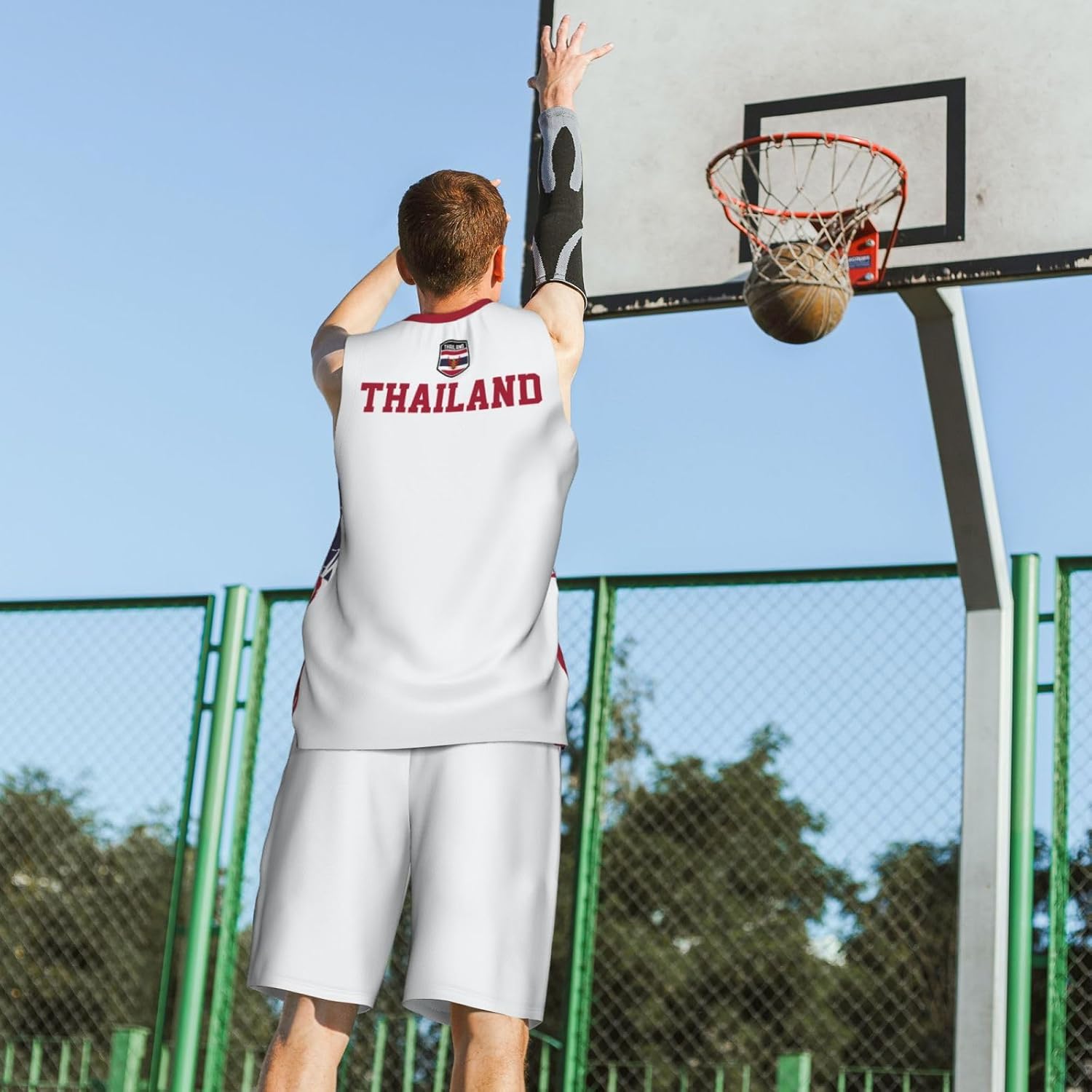 Thailand Flag Grain (1) Basketball Jersey Uniform Suit for Men Adults Training Athletic Set
