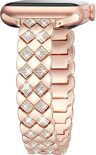 Correa elegante para correas de Apple Watch para mujeres de 1.614 pulgadas, 1.575 pulgadas, 1.496 pulgadas, bonita correa de metal para iWatch,