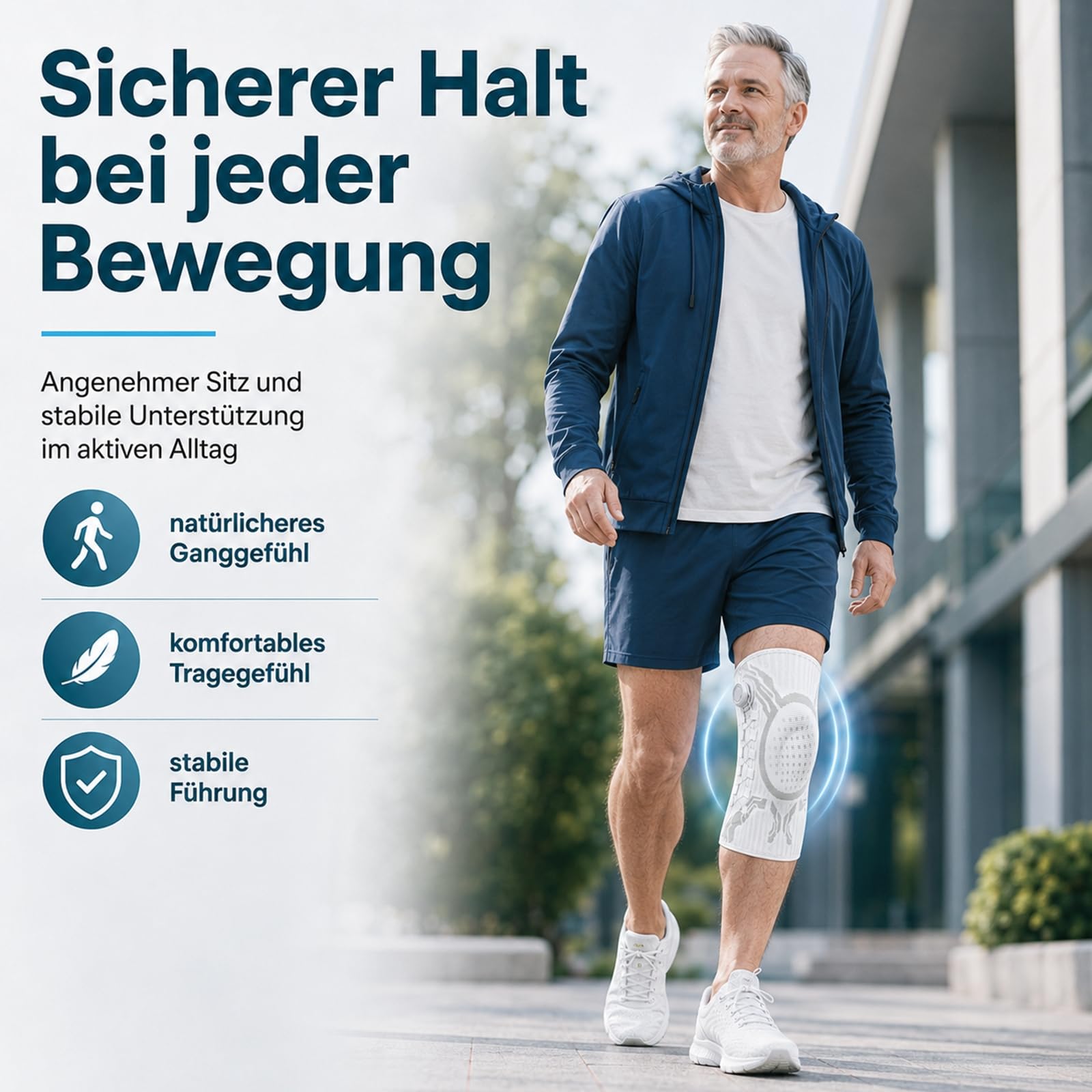 Orthotel Kniebandage, Knieorthese Mit Patellaschutz, Stabilisierungsgurt und Vier-Wege-Kompression Bietet Optimale Unterstützung und Komfort (Linker Fuß, XL)