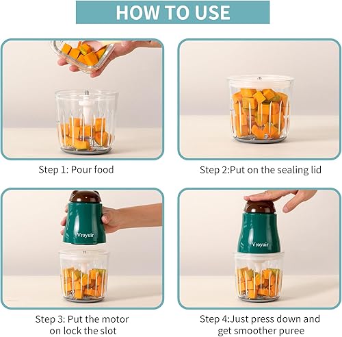 Miniatura 6 de Máquina de alimentos para bebés, licuadora de alimentos para bebés de 20.3 fl oz con 10 cuchillas, procesador de alimentos para bebés, frutas,